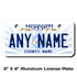 Personalized Mississippi 2" X 4" Aluminum License Plate (KLP-MS2-2X4)