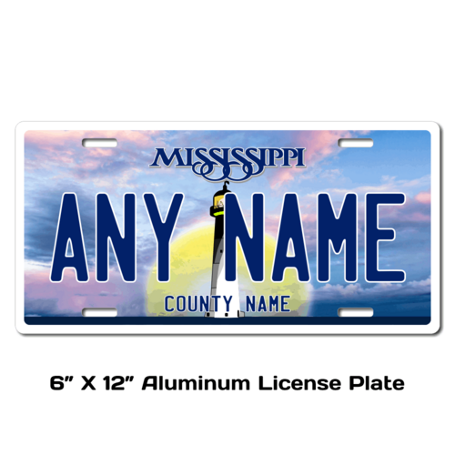 Personalized Mississippi 6" X 12" Aluminum License Plate (KLP-MS1-6X12)