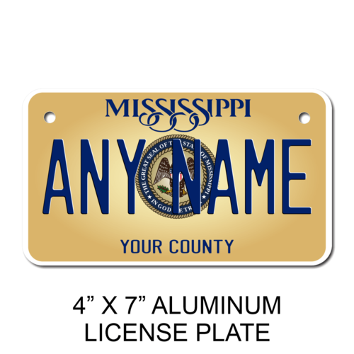 Personalized Mississippi 4" X 7" Aluminum License Plate (KLP-MS3-4X7)