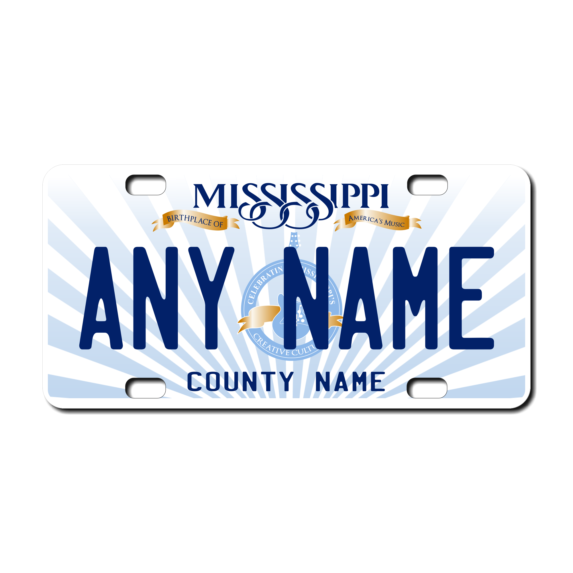 Personalized Mississippi 3" X 6" FRP Plastic License Plate