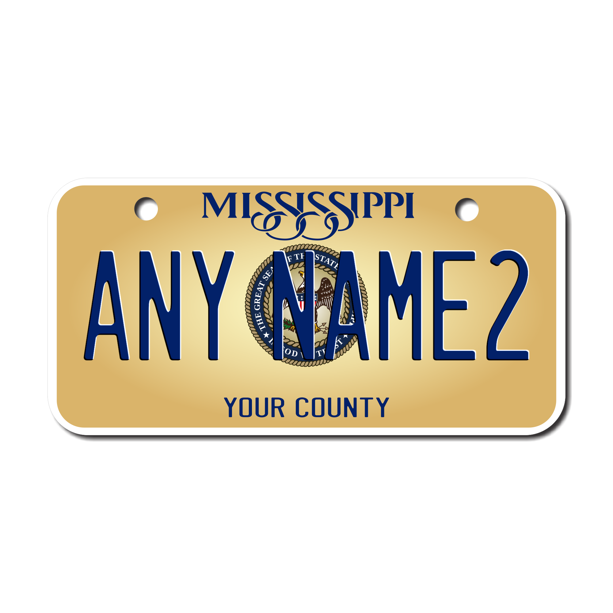 Personalized Mississippi 3" X 6" Aluminum License Plate