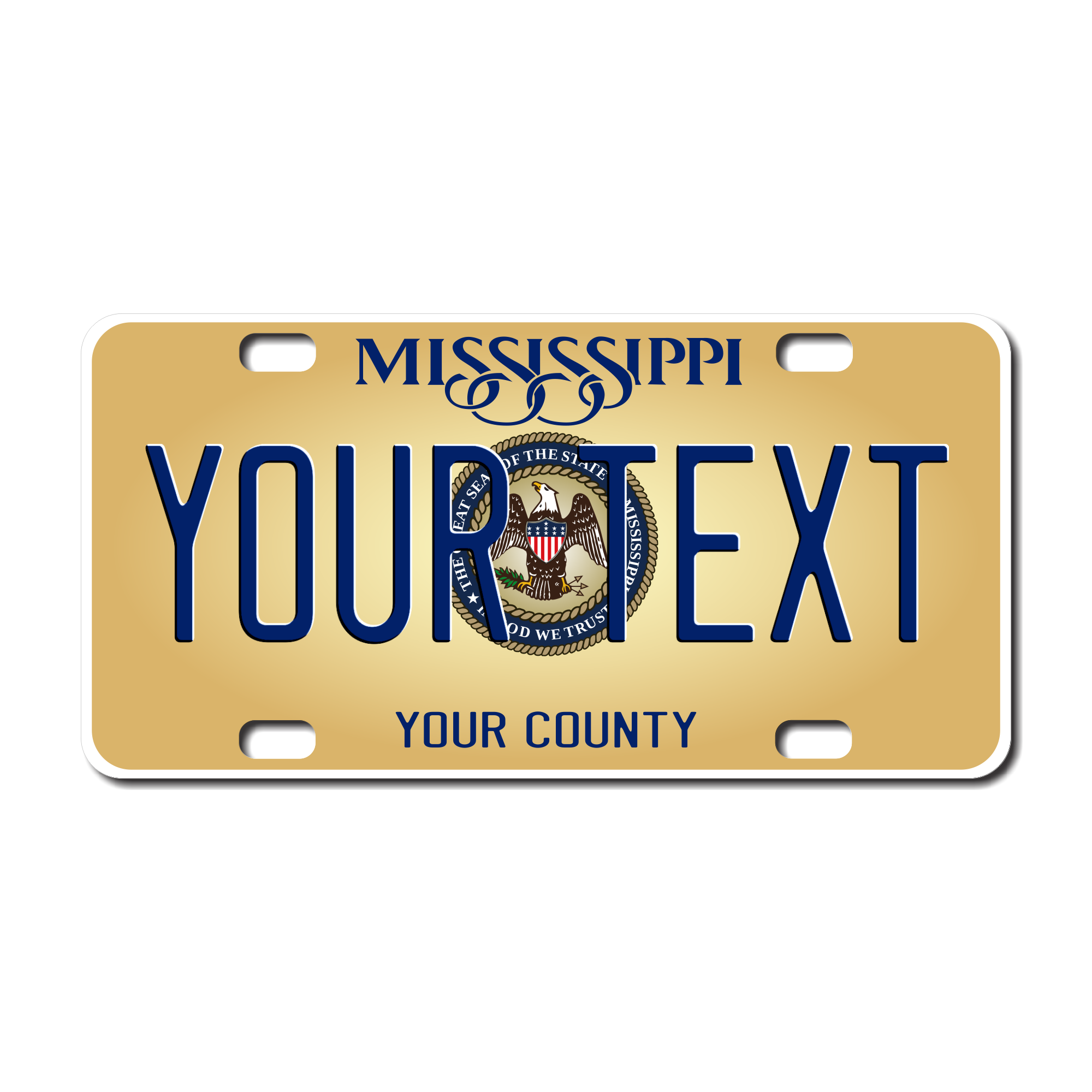 Personalized Mississippi 3" X 6" FRP Plastic License Plate