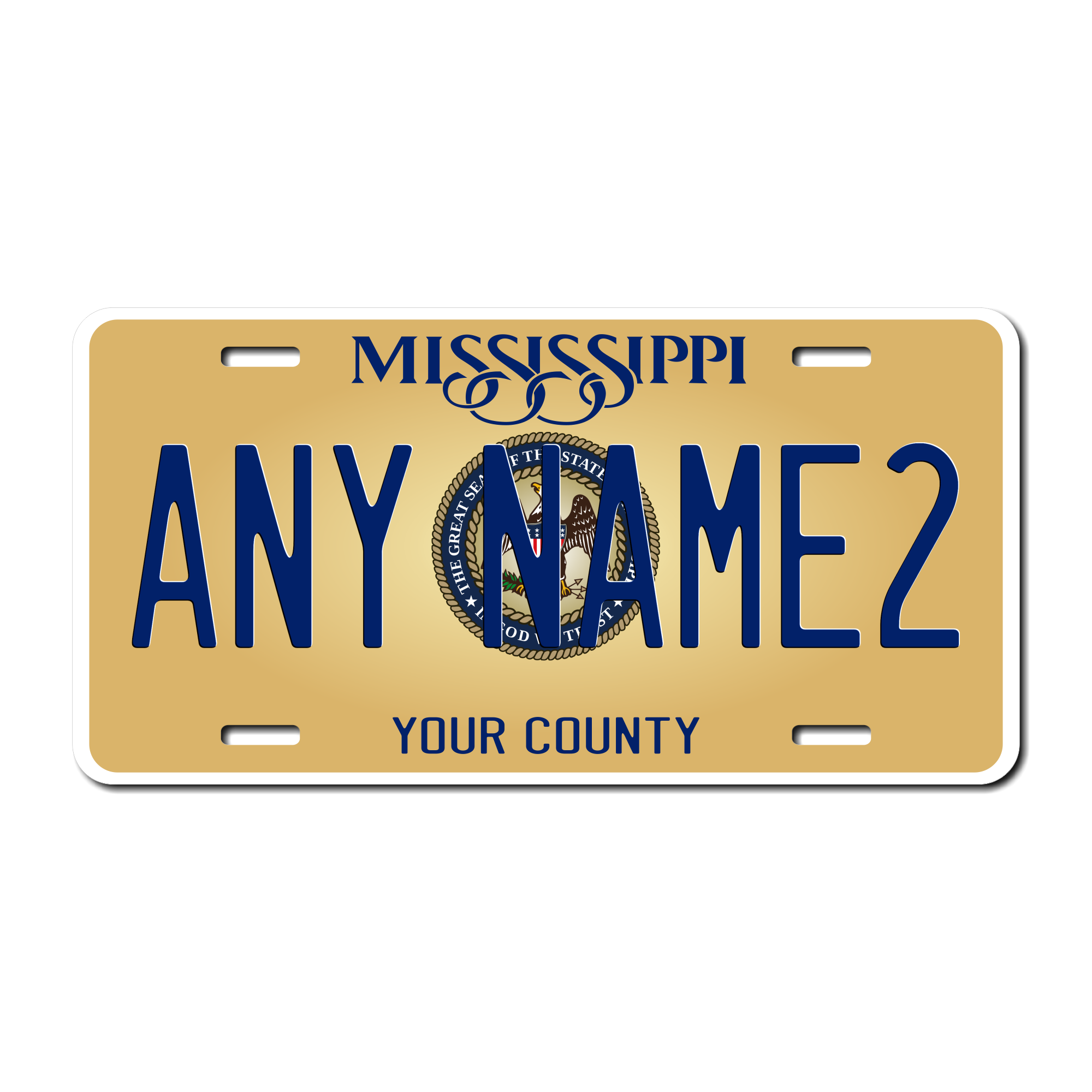 Personalized Mississippi 6" X 12" Aluminum License Plate