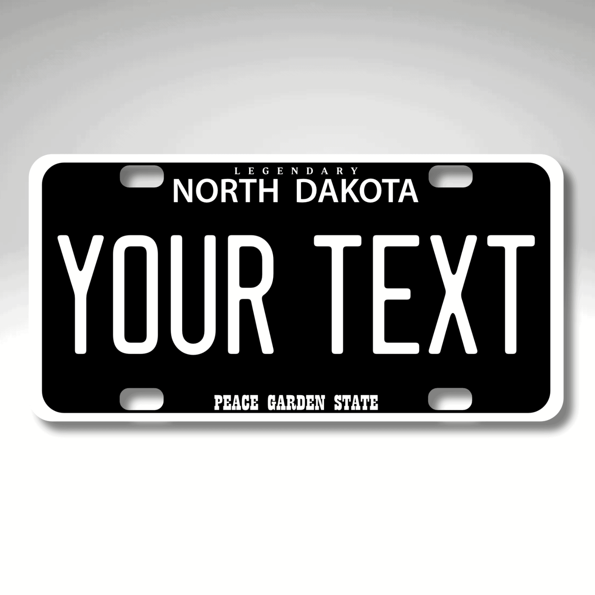 Personalized North Dakota 3" X 6" FRP Plastic License Plate Version 3 Black Out 2025