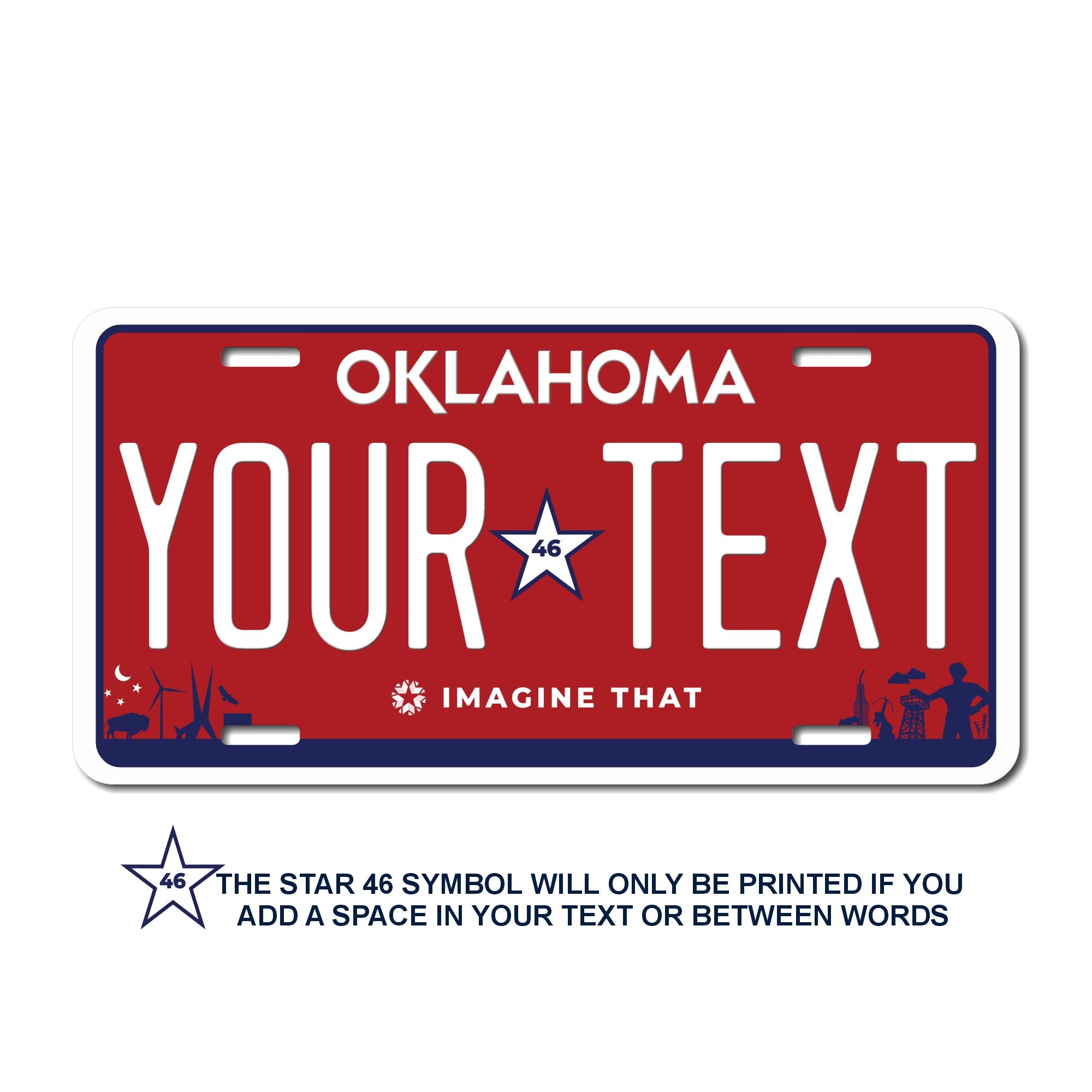 Personalized Oklahoma 6" X 12" Aluminum License Plate Version 4