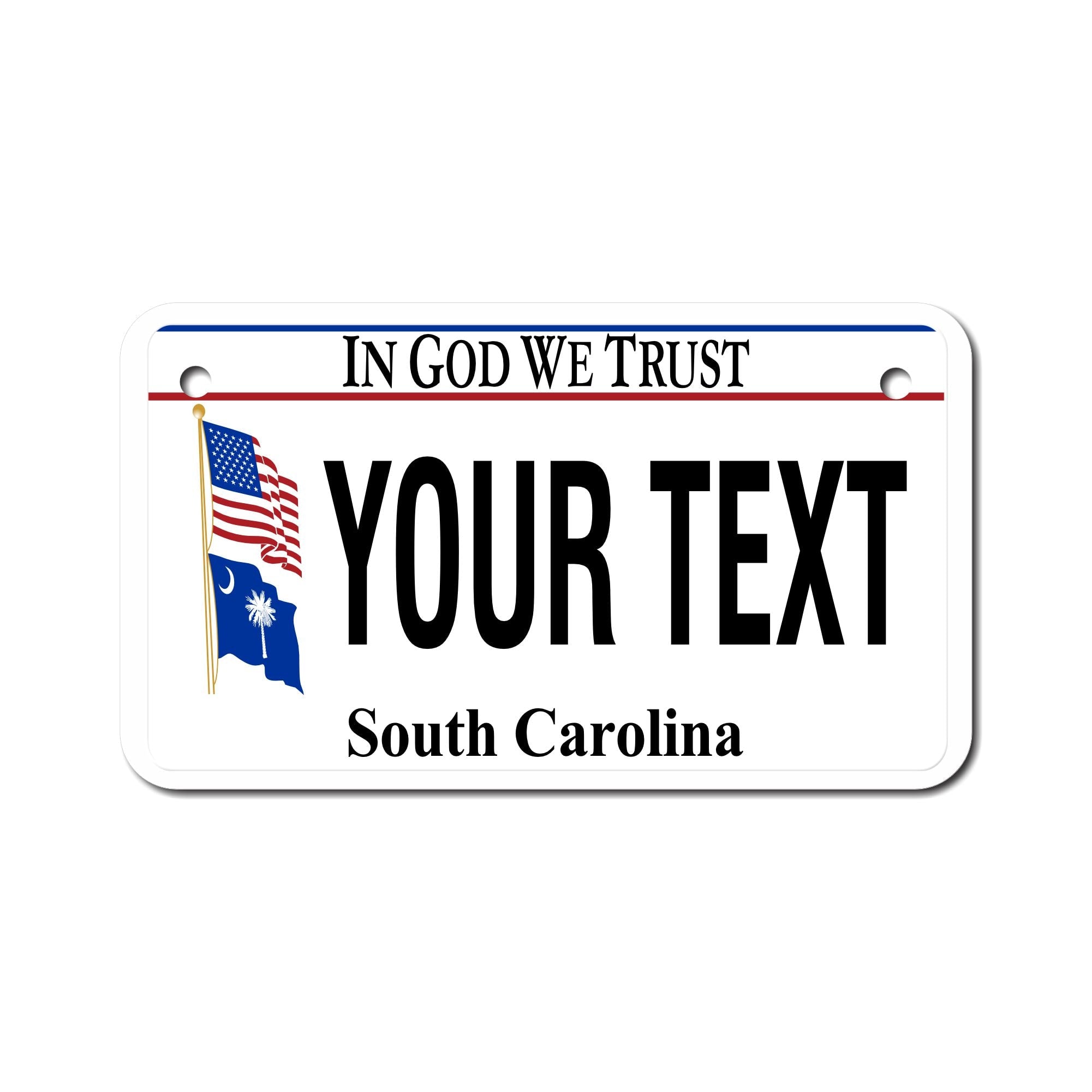 Personalized South Carolina 4" X 7" Aluminum License Plate Version 5 In God We Trust
