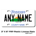 Personalized Tennessee 3" X 6" FRP Plastic License Plate (KLP-TN1-3X6P)