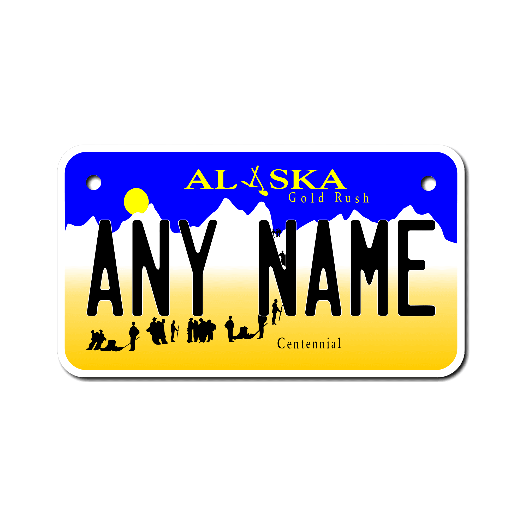 Personalized Alaska 4" X 7" Aluminum License Plate Version 1