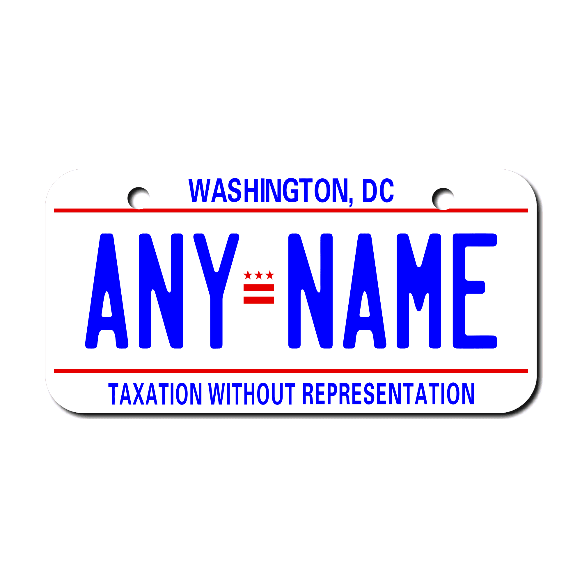 Personalized District of Columbia 3" X 6" Aluminum License Plate Version 1
