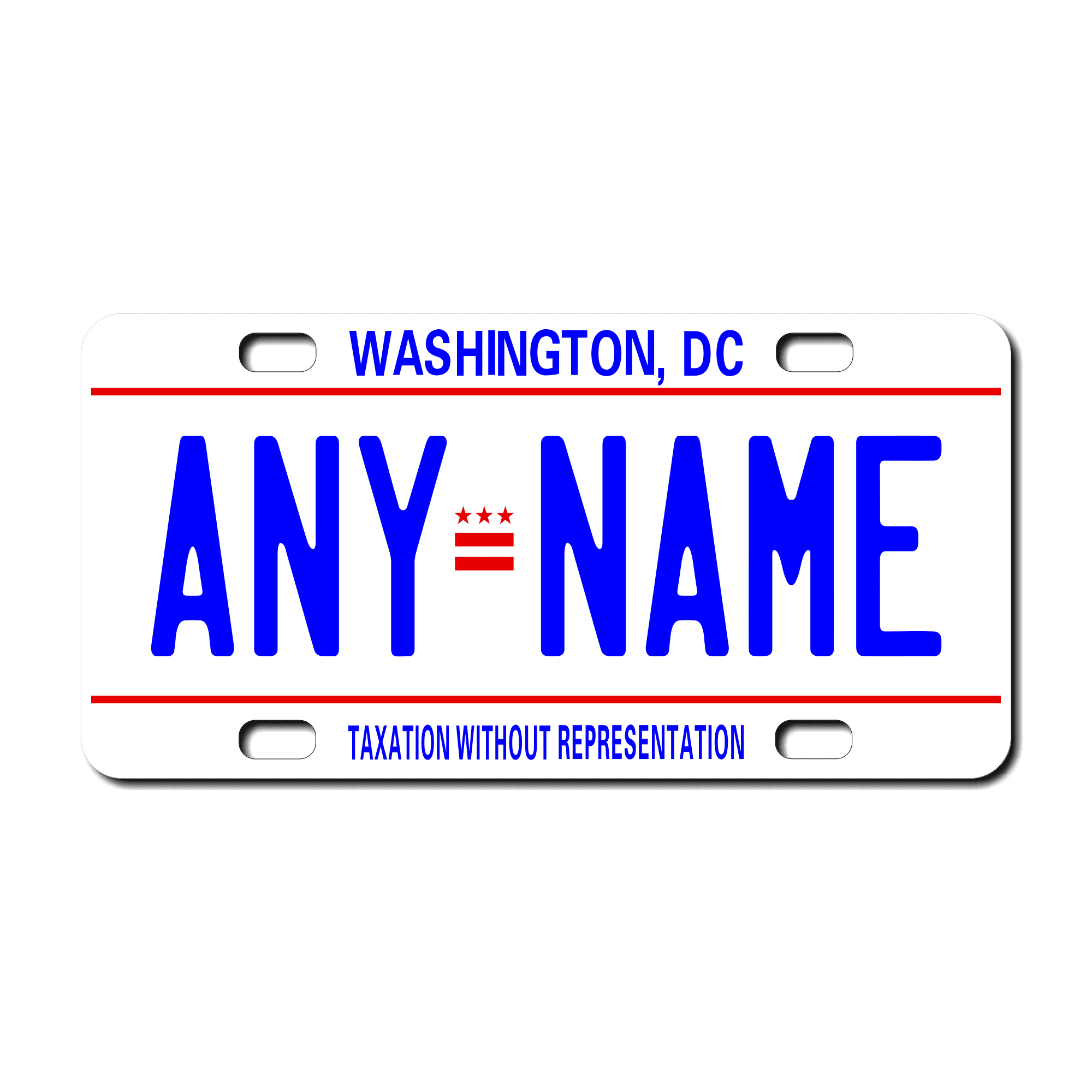 Personalized District of Columbia 3" X 6" FRP Plastic License Plate Version 1