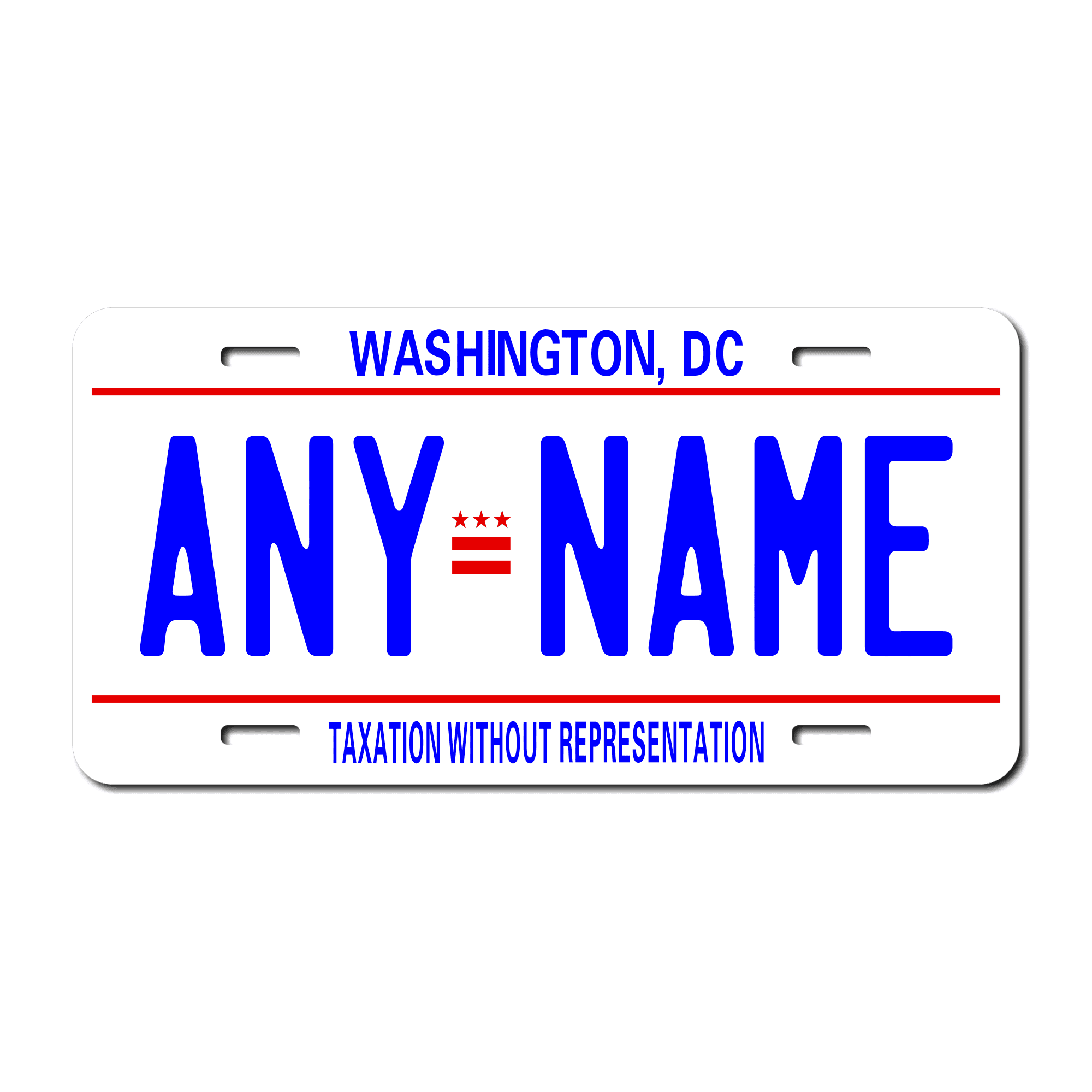 Personalized District of Columbia 6" X 12" Aluminum License Plate Version 1
