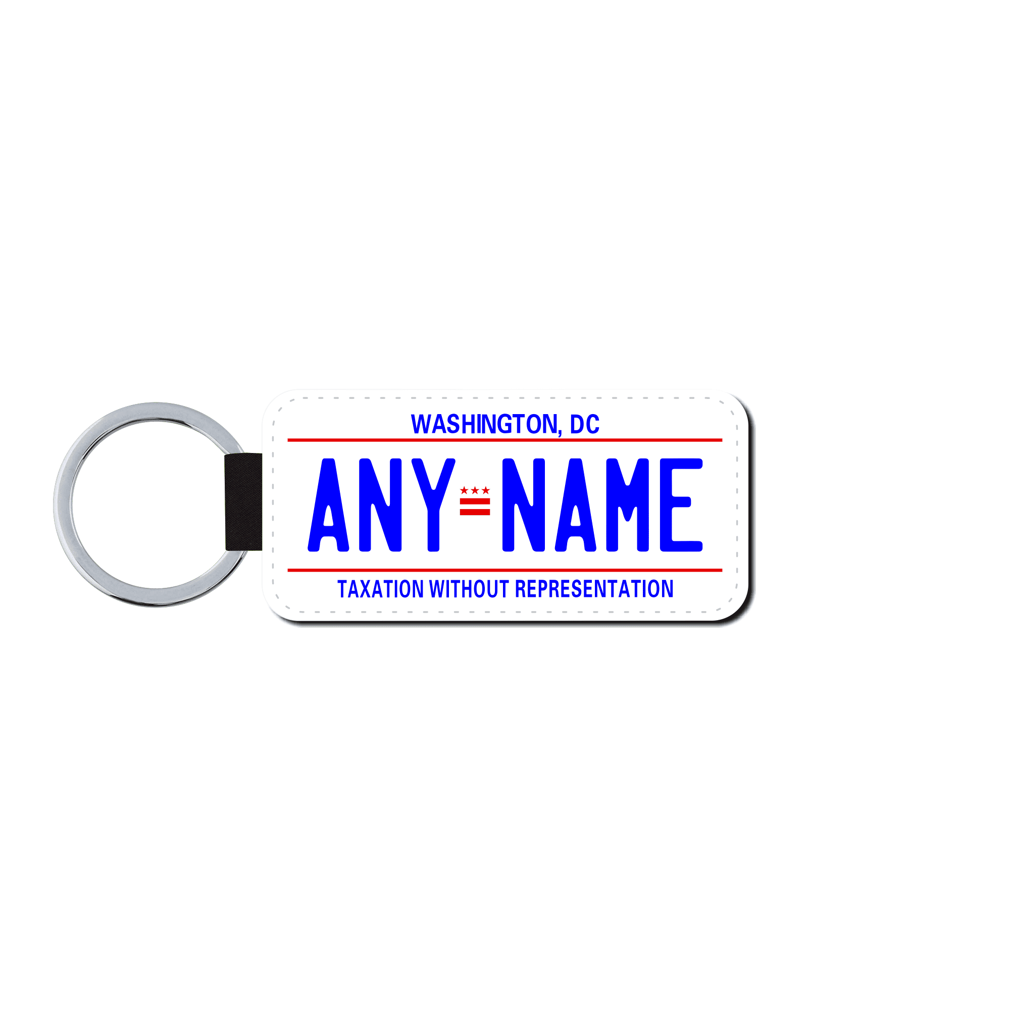 Personalized Washington D.C. District of Columbia 1.5" X 3" Faux Leather License Plate Key Ring