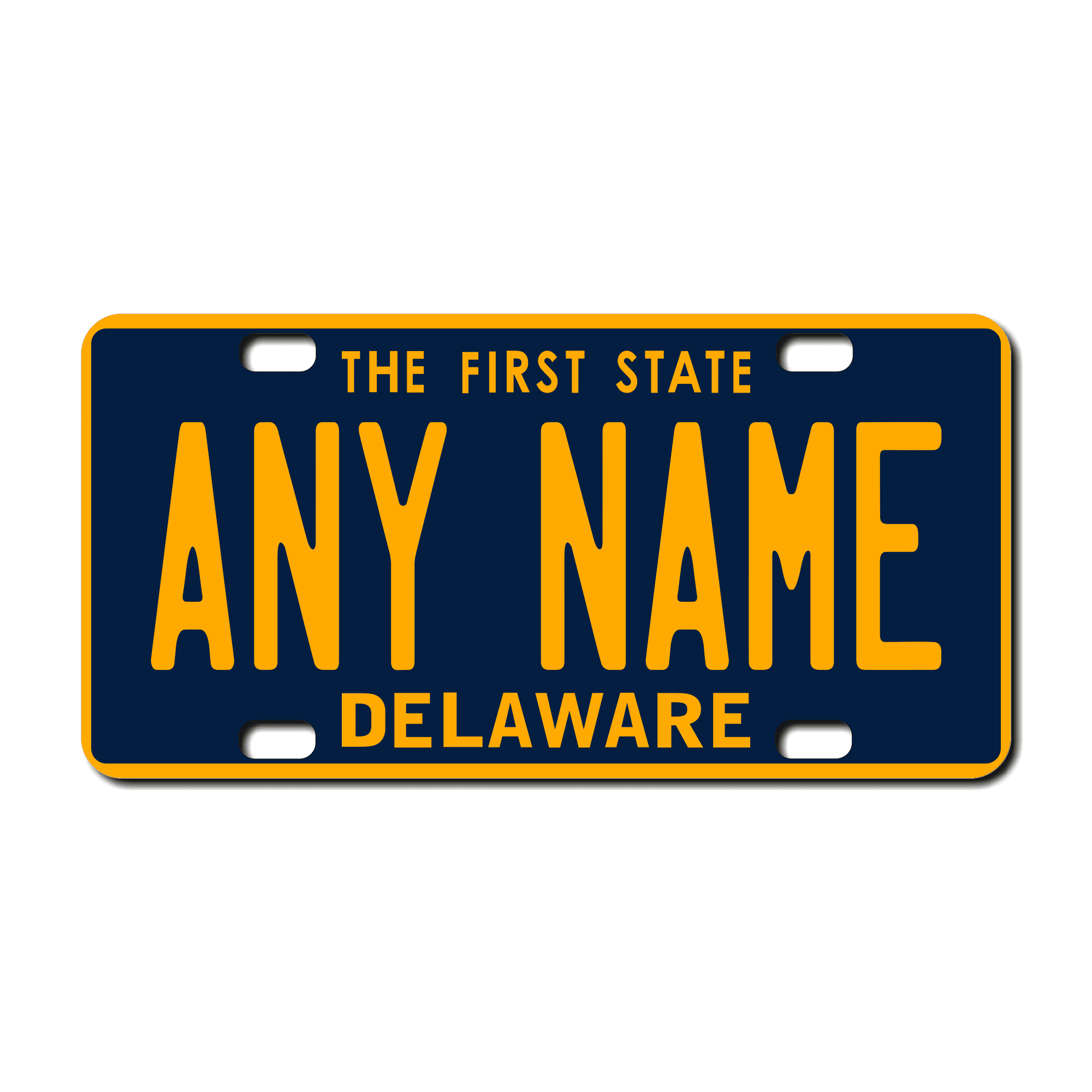 Personalized Delaware 3" X 6" FRP Plastic License Plate Version 1