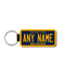 Personalized Delaware 1.5" X 3" Faux Leather License Plate Key Ring Version 1