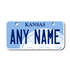 Personalized Kansas 3" X 6" Aluminum License Plate Version 1
