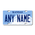 Personalized Kansas 3" X 6" FRP Plastic License Plate Version 1