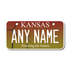 Personalized Kansas 3" X 6" Aluminum License Plate Version 2