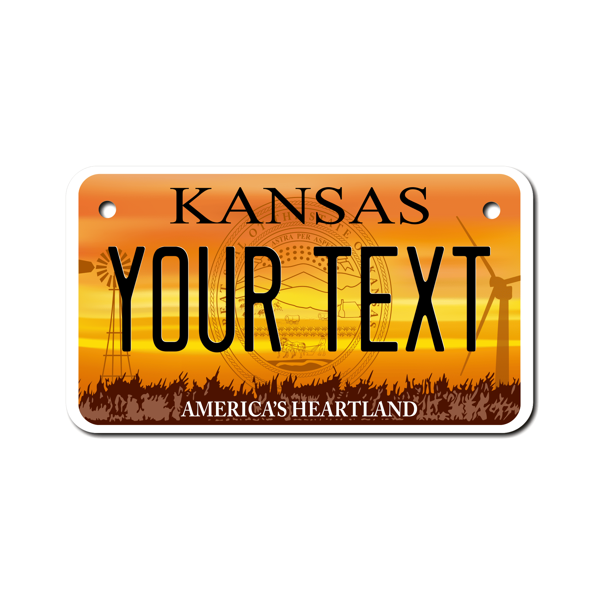 Personalized Kansas 4" X 7" Aluminum License Plate Version 4