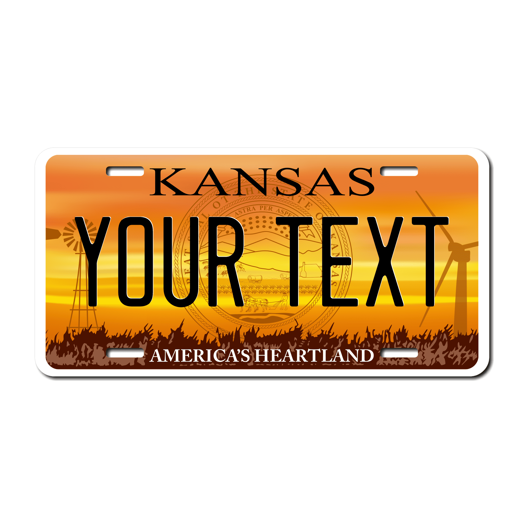 Personalized Kansas 6" X 12" Aluminum License Plate Version 4