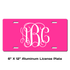 Vine Font Monogram License Plate - Sizes for Cars, Trucks, Bikes, Wagon and electric cars ( Hot Pink )