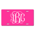 Vine Font Monogram License Plate - Sizes for Cars, Trucks, Bikes, Wagon and electric cars ( Hot Pink )