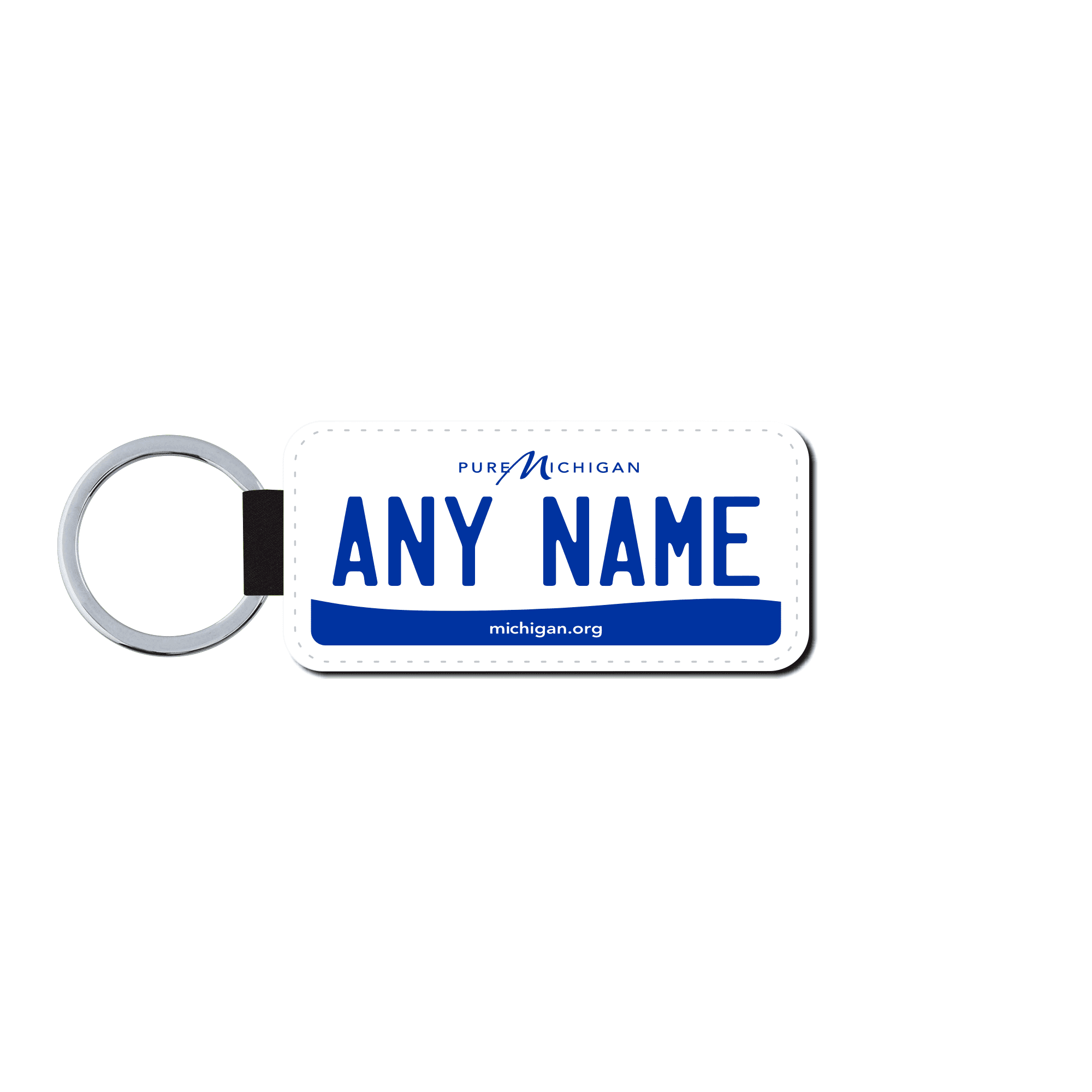 Personalized Michigan 1.5" X 3" Faux Leather License Plate Key Ring