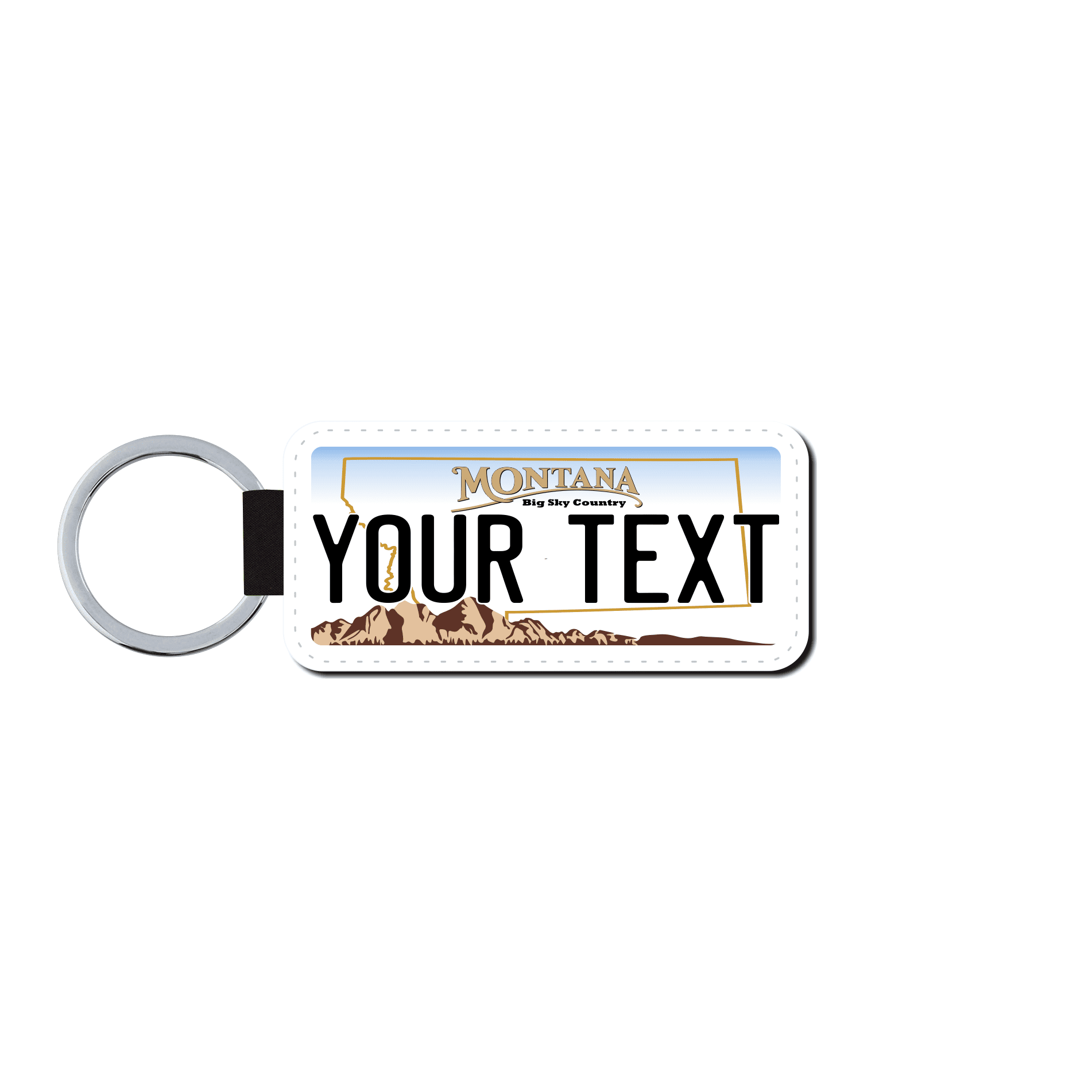 Personalized Montana 1.5" X 3" Faux Leather License Plate Key Ring