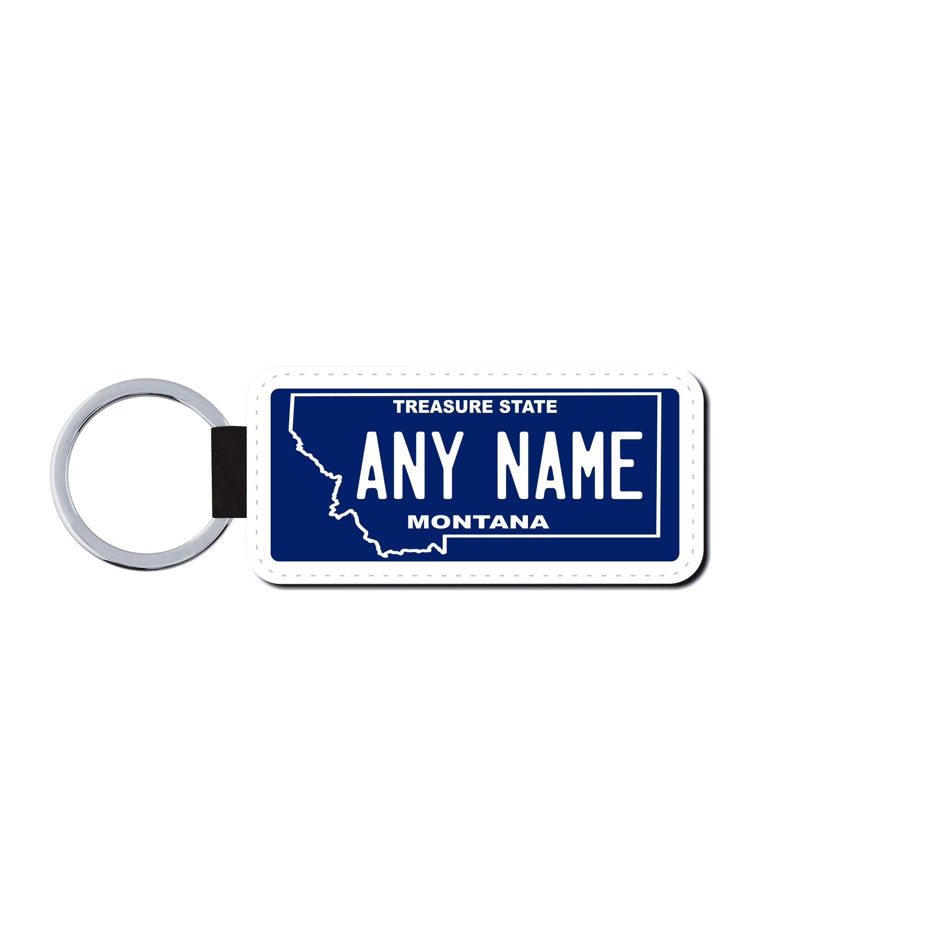 Personalized Montana 1.5" X 3" Faux Leather License Plate Key Ring