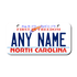Personalized North Carolina 3" X 6" Aluminum License Plate Version 2