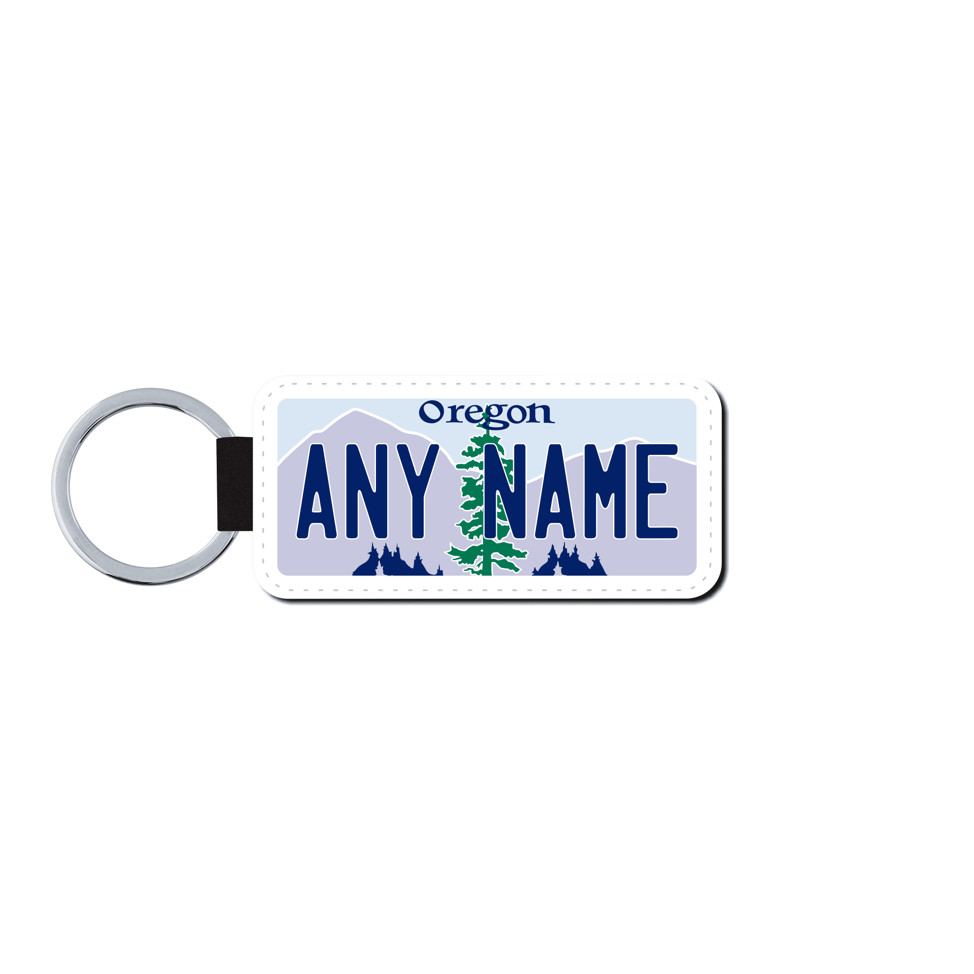 Personalized Oregon 1.5" X 3" Faux Leather License Plate Key Ring