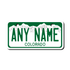 Personalized Colorado 2" X 4" Aluminum License Plate featuring customizable name with mountain design