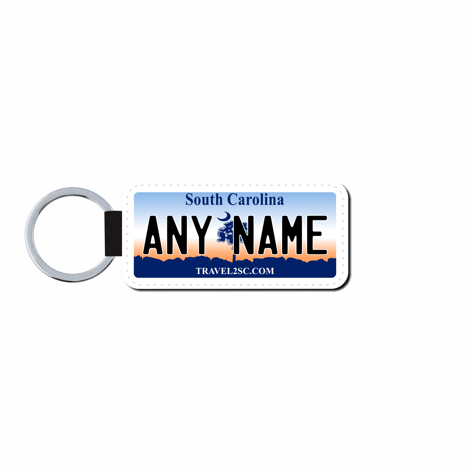 Personalized South Carolina 1.5" X 3" Faux Leather License Plate Key Ring