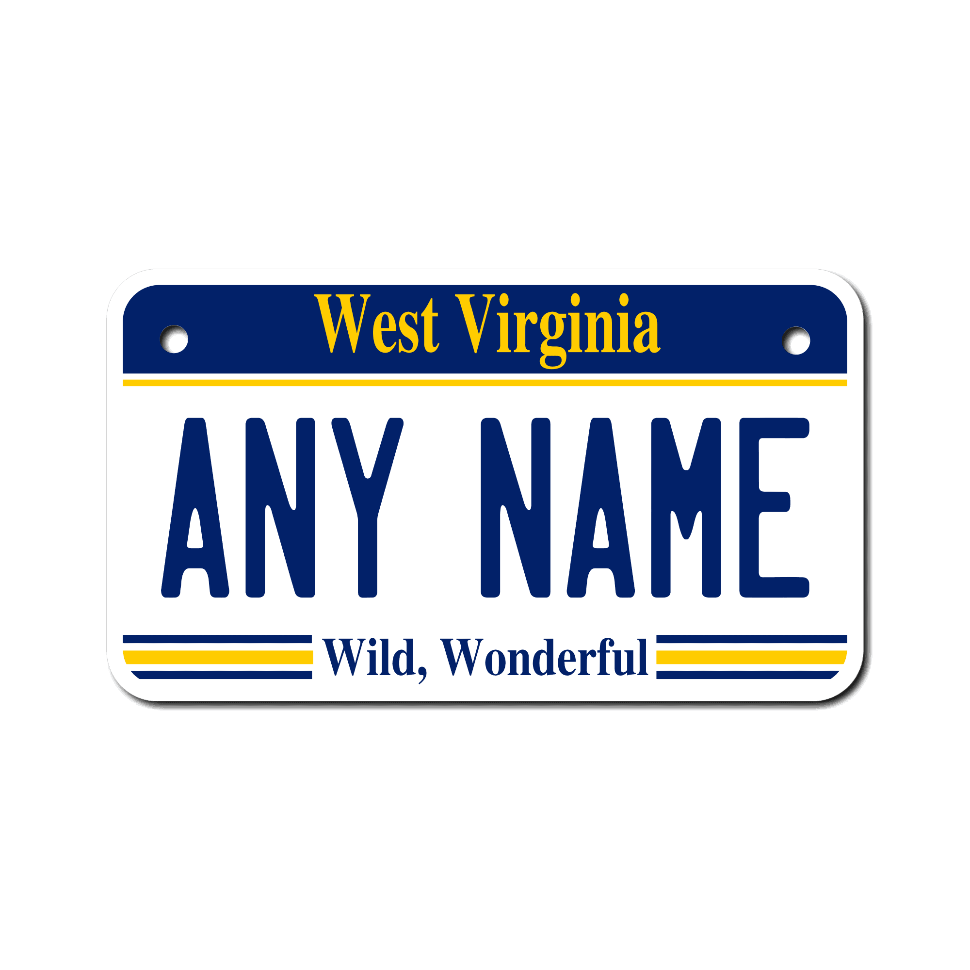 Personalized West Virginia 4" X 7" Aluminum License Plate Version 1